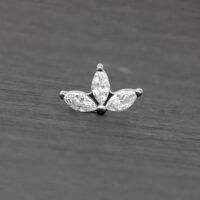 Crystal Lotus embout en argent pour Push Fit Embout Crystal Lotus argenté avec cristaux clairs sur fond gris