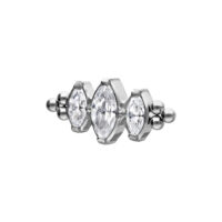 Embout Cristal Argenté Push Fit avec Bulles Embout Push Fit argenté avec trois cristaux clairs sur fond blanc