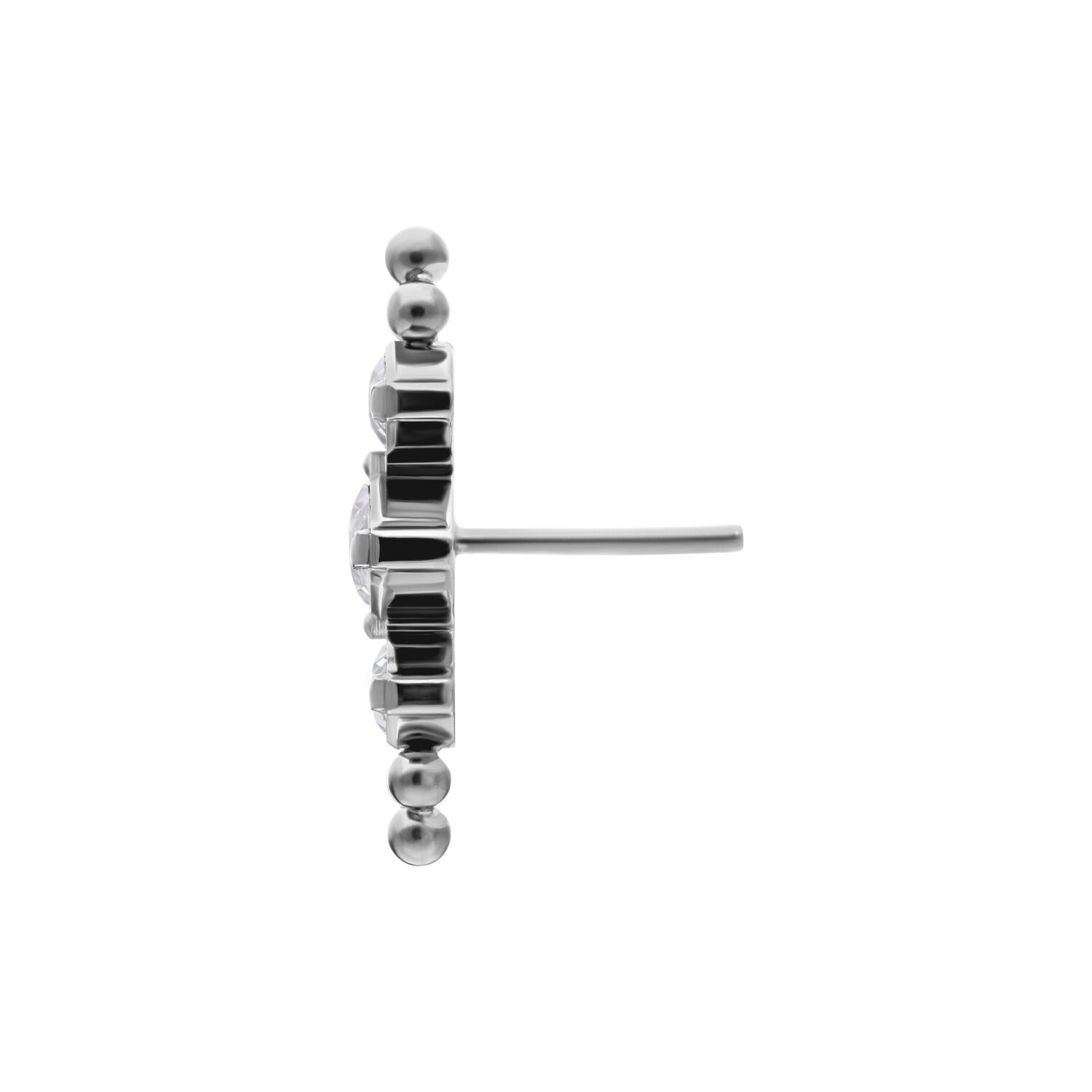Push Fit embout en cristal avec boule Embout en cristal Push Fit argenté avec boule sur fond blanc