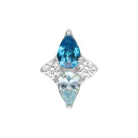Embout Push Fit argenté avec cristaux turquoises Embout argenté avec cristal turquoise, sur fond blanc