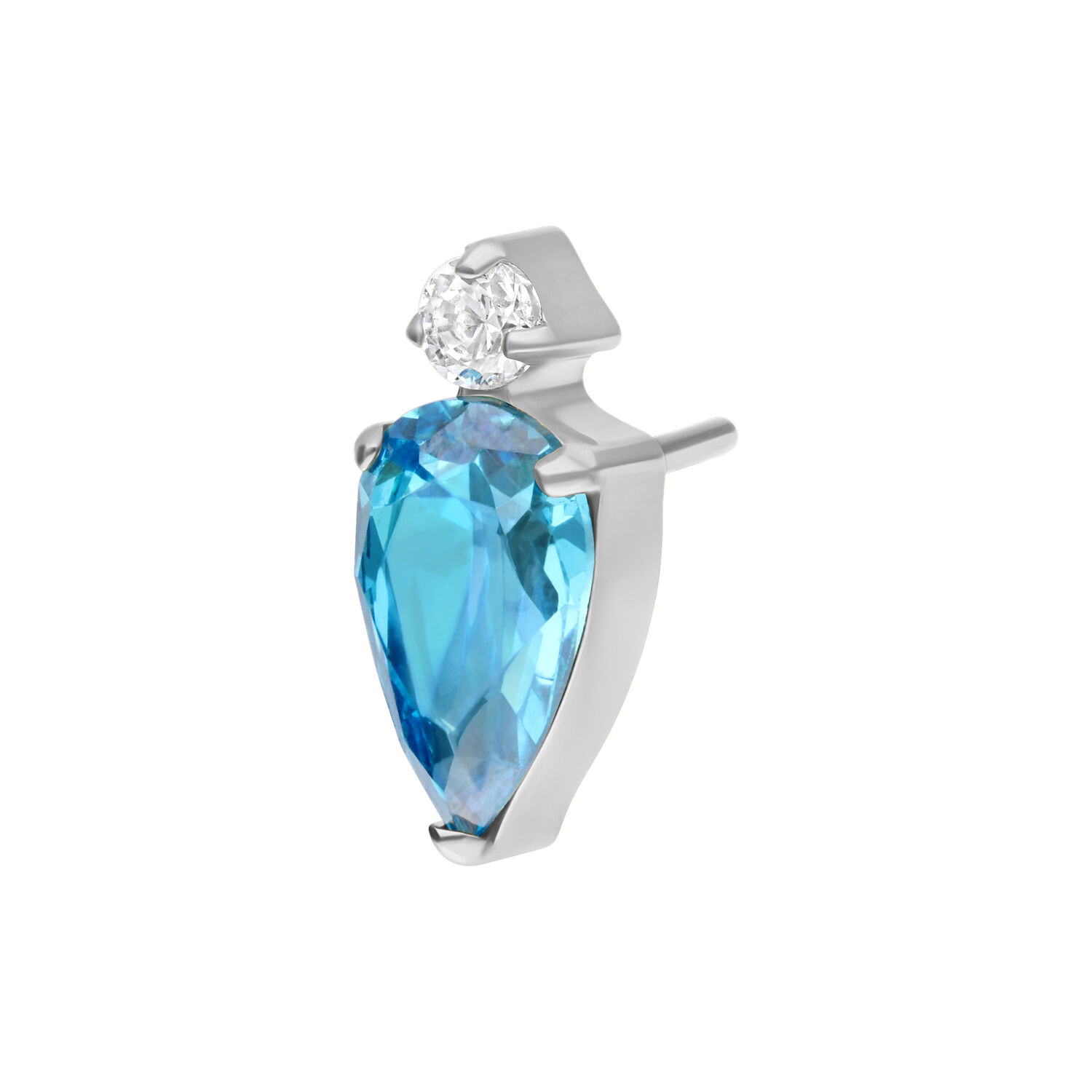 Embout Push Fit avec Cristal Lavande et Turquoise Embout en titane avec cristal turquoise et cadre argenté sur fond blanc