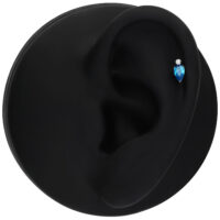 Push Fit embout argent avec cristal turquoise Embout Push Fit argenté avec cristal turquoise sur fond noir