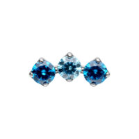 Trois cristaux lavande et turquoise dans un embout Push Fit en argent