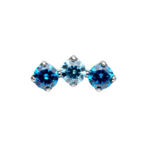 Trois cristaux lavande et turquoise dans un embout Push Fit en argent