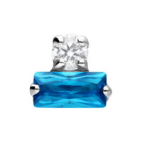 Push Fit embout avec cristaux lavande et turquoise Embout Push Fit argenté avec cristal lavande et turquoise sur fond blanc