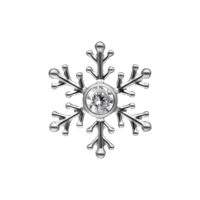 Embout Flocon de Neige Argenté avec Cristal Embout de piercing flocon de neige argenté avec cristal clair sur fond blanc