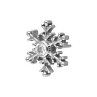 Embout Flocon de Neige avec Cristal Clair Embout de piercing flocon de neige en argent avec cristal clair sur fond blanc