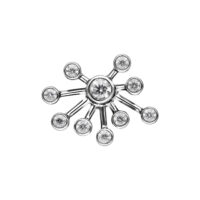 Étincelant embout Push Fit en titane argenté Embout Push Fit argenté avec pierres cristallines sur fond blanc