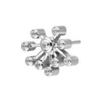Embout Push Fit Argenté avec Cristaux Embout en titane argenté avec huit cristaux scintillants sur fond blanc