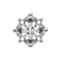 Embout Cristal Push Fit en Argent Embout Push Fit argenté avec cristal clair sur fond blanc