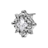 Embout Push Fit en cristal en titane argenté Embout Push Fit argenté avec cristal clair sur fond blanc