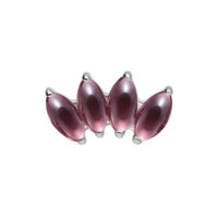Embout en argent avec améthyste pour Push Fit Embout Push Fit en argent avec quatre pierres d'améthyste ovales sur fond blanc