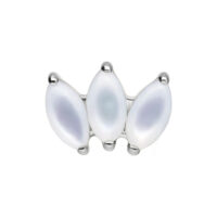 Embout Lotus argenté avec améthyste et pierre de lune sur fond blanc