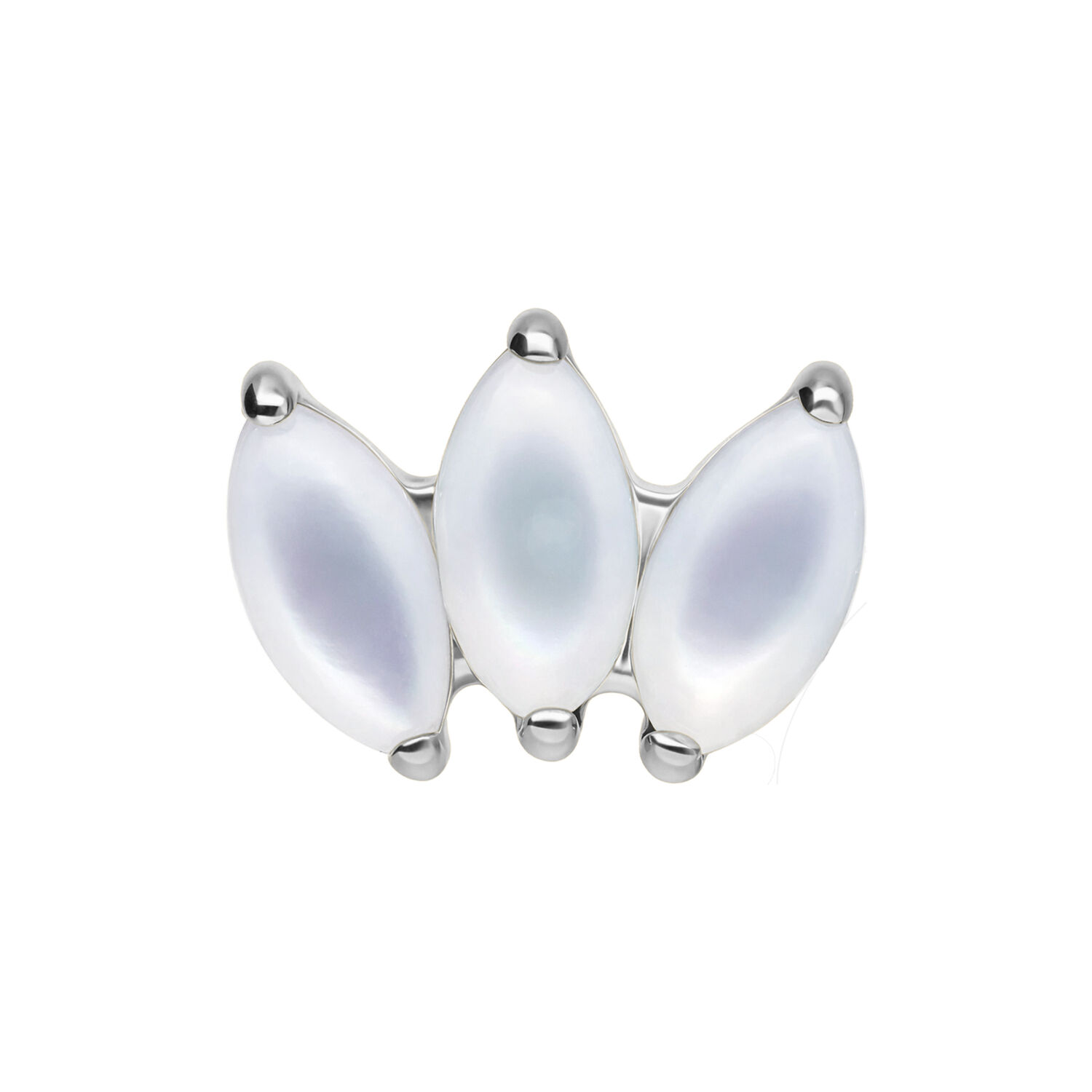 Embout Lotus argenté avec améthyste et pierre de lune sur fond blanc