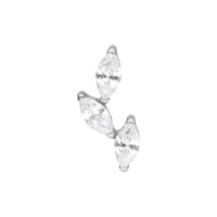 Embout en cristal Push Fit argenté Trois cristaux clairs sur titane argenté pour piercings Push Fit
