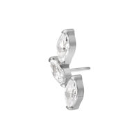 Embout de piercing en cristal argenté Embout de piercing Push Fit argenté avec trois cristaux clairs