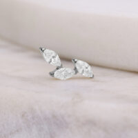 Push Fit Cristal Embout Branche en Argent Embout Push Fit argenté avec cristaux clairs sur fond clair