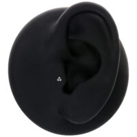 Push Fit Trinity noir avec pierres cristallines sur modèle d'oreille noir