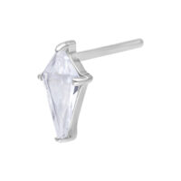 Embout argenté Push Fit avec cristal clair sur fond blanc
