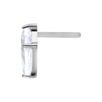 Embout Push Fit argenté avec cristal clair sur fond blanc