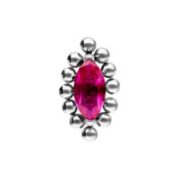 Embout Push Fit argenté avec cristal rouge Embout argenté avec cristal ovale rouge rubis et billes