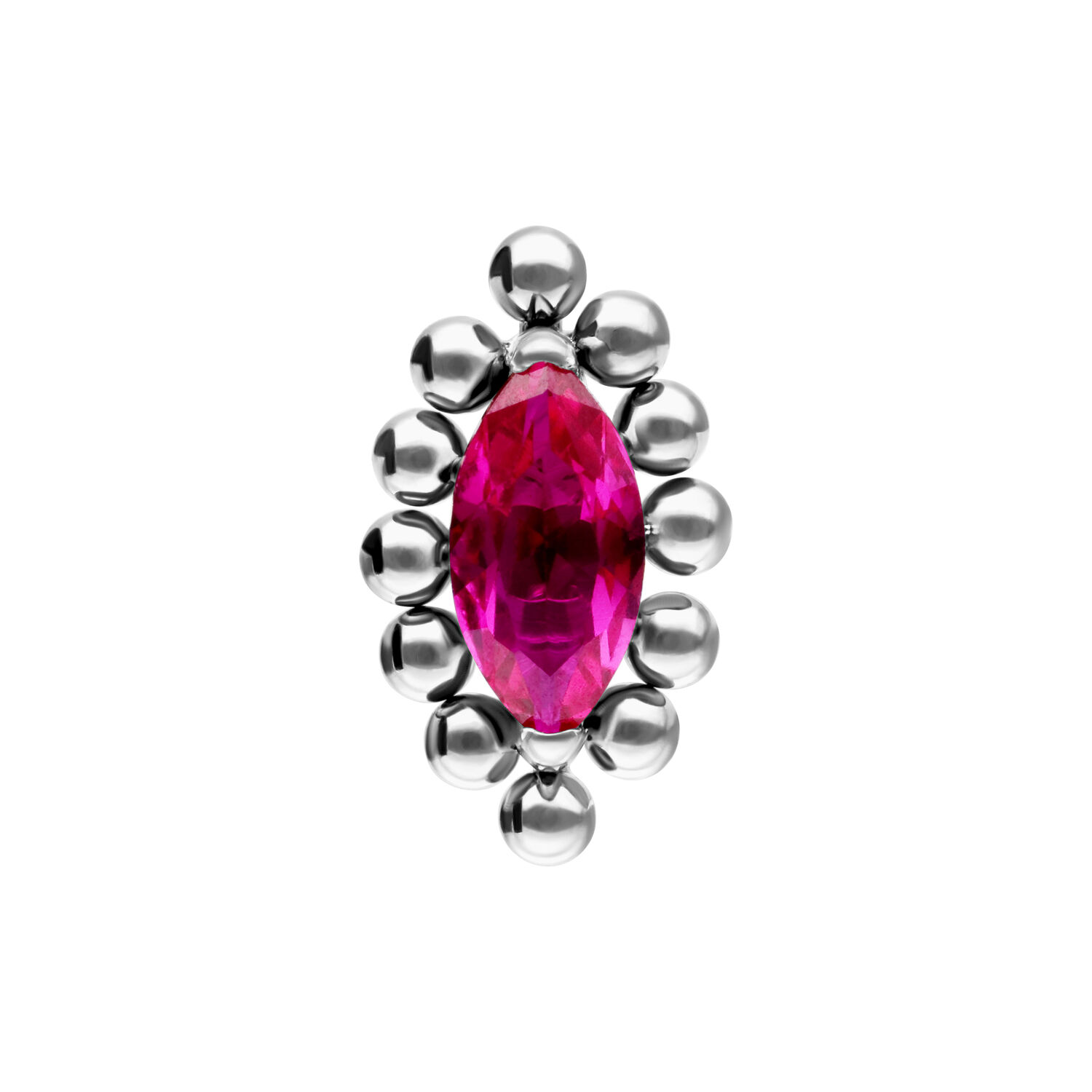 Embout Push Fit argenté avec cristal rouge Embout argenté avec cristal ovale rouge rubis et billes