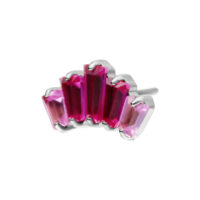 Embout Baguette Argenté Rubis Embout argenté avec cristaux baguette rubis sur fond blanc