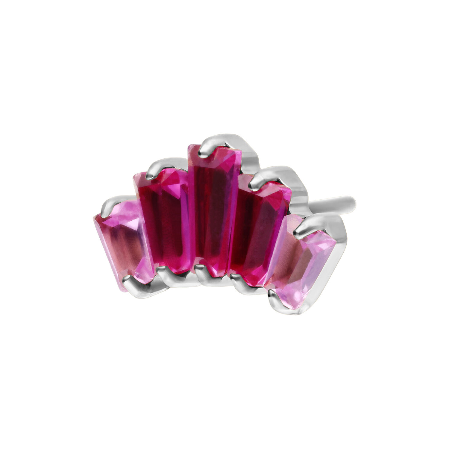 Embout Baguette Argenté Rubis Embout argenté avec cristaux baguette rubis sur fond blanc