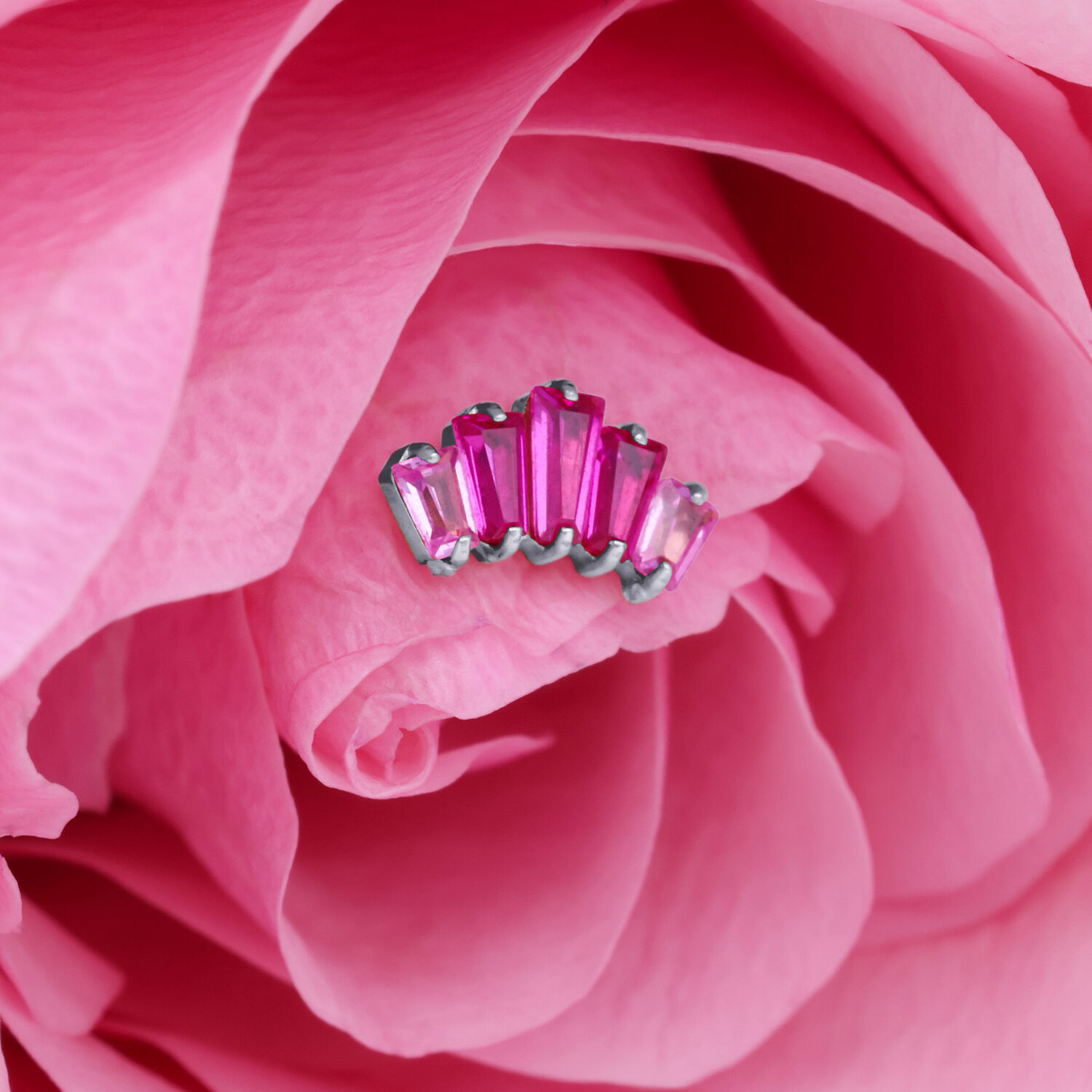 Embout Baguette Argenté Rubis Embout Baguette Argenté Rubis placé sur un pétale rose