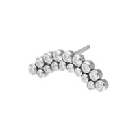 Embout Apsara Push Fit argenté avec cristaux Embout Push Fit argenté avec cristaux clairs sur fond blanc