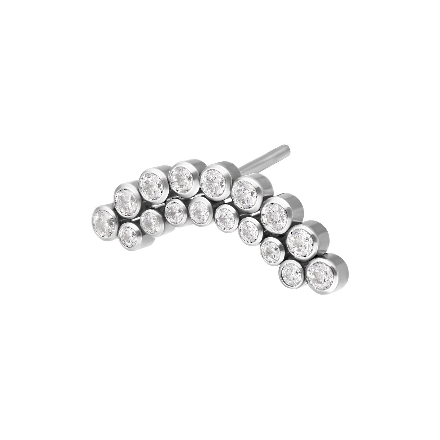Embout Apsara Push Fit argenté avec cristaux Embout Push Fit argenté avec cristaux clairs sur fond blanc