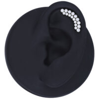 Embout de piercing en titane argenté avec cristaux Embout de piercing Push Fit argenté avec cristaux clairs sur fond noir