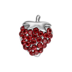 Embout fraise argenté avec cristaux rouges sur fond blanc