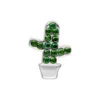 Embout de cactus argenté avec pierres vertes Embout de cactus argenté avec pierres vertes, sur fond blanc