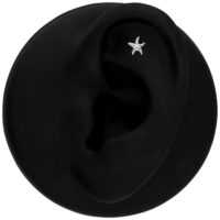 Embout Push Fit Étoile de Mer Argenté Modèle d'oreille noir avec embout piercing étoile de mer argenté