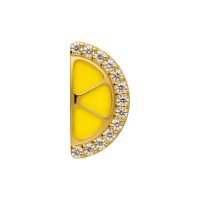 Embout citron doré avec zirconia Embout citron semi-circulaire en or avec émail jaune et pierres zirconia