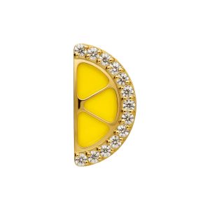 Embout citron semi-circulaire en or avec émail jaune et pierres zirconia