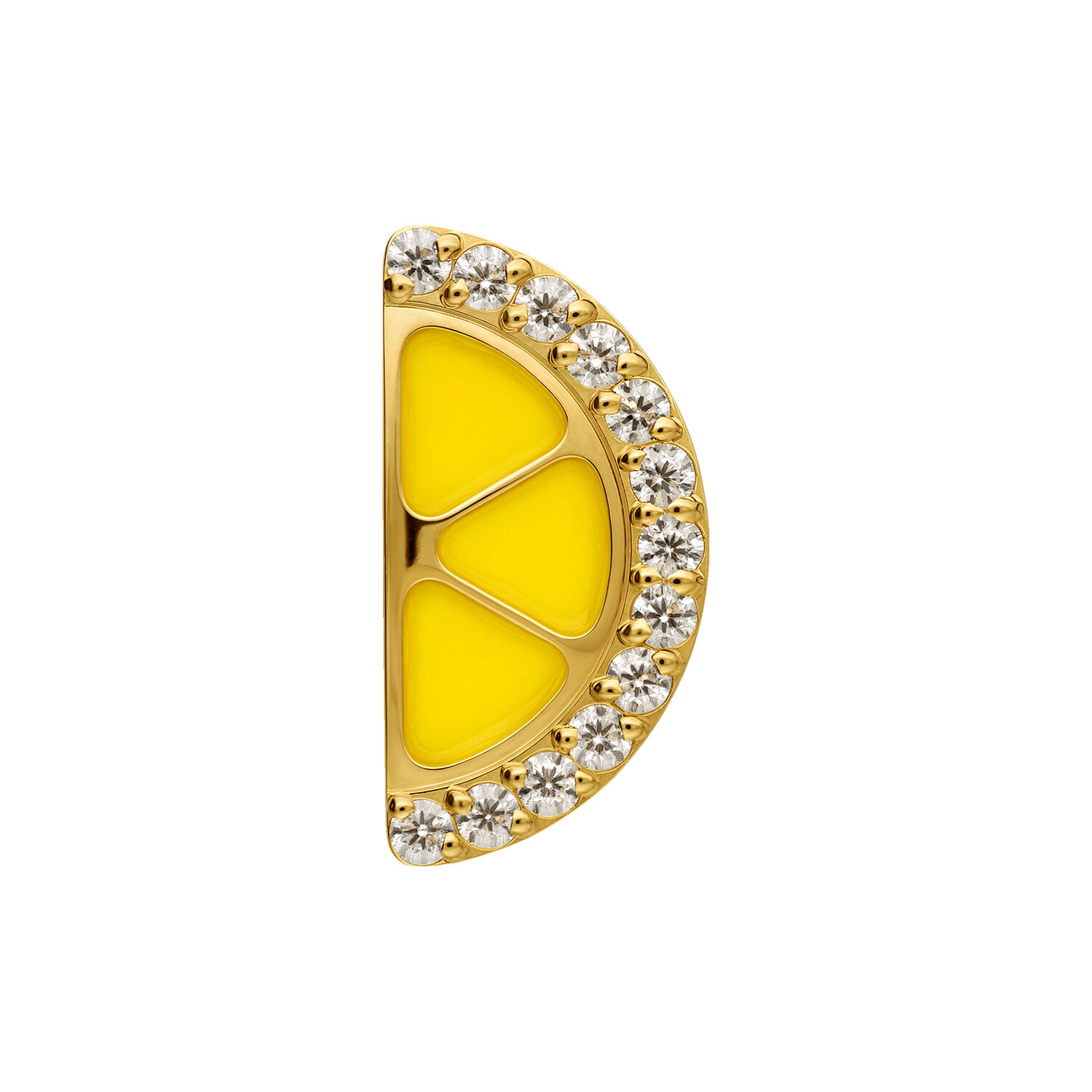 Embout citron doré avec zirconia Embout citron semi-circulaire en or avec émail jaune et pierres zirconia