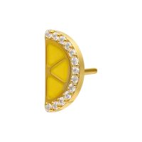 Embout de piercing citron doré Embout citron doré semi-circulaire avec émail jaune et zirconia