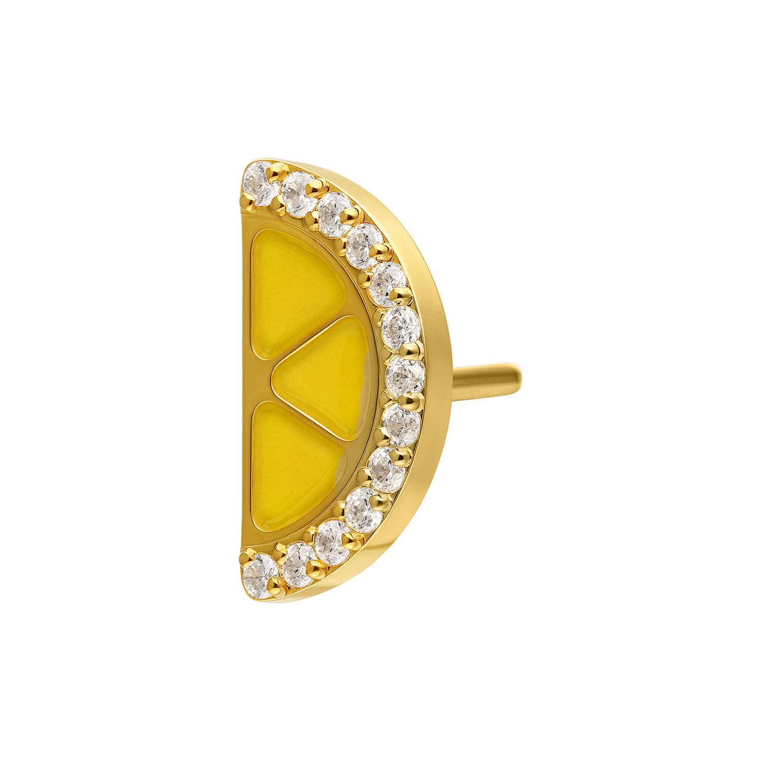 Embout de piercing citron doré Embout citron doré semi-circulaire avec émail jaune et zirconia