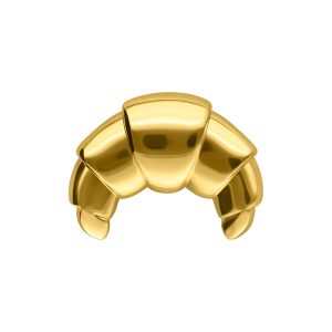 Embout de piercing en forme de croissant doré en titane sur fond blanc