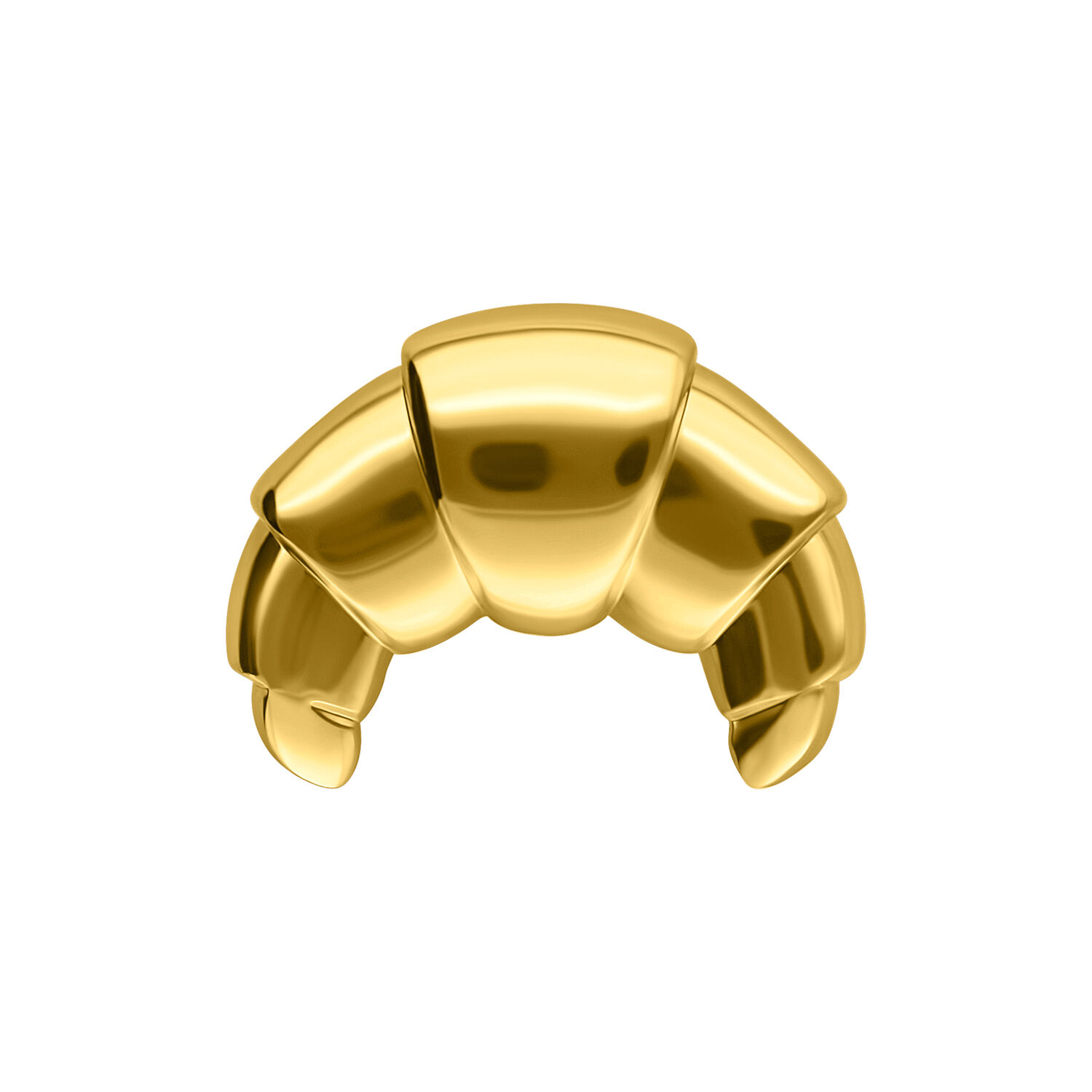 Embout Croissant Doré pour Piercings Embout de piercing en forme de croissant doré en titane sur fond blanc