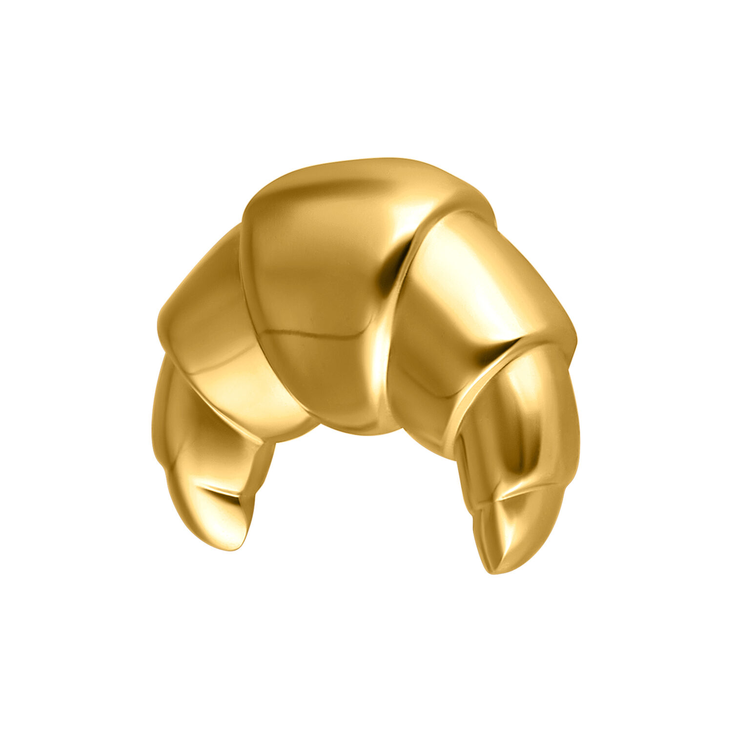Embout de piercing croissant doré Embout de piercing en forme de croissant doré sur fond blanc