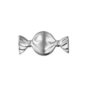 Embout de piercing en forme de bonbon argenté en titane sur fond blanc