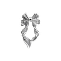 Embout en titane argenté pour piercings Embout métallique argenté en forme de nœud en titane sur fond blanc