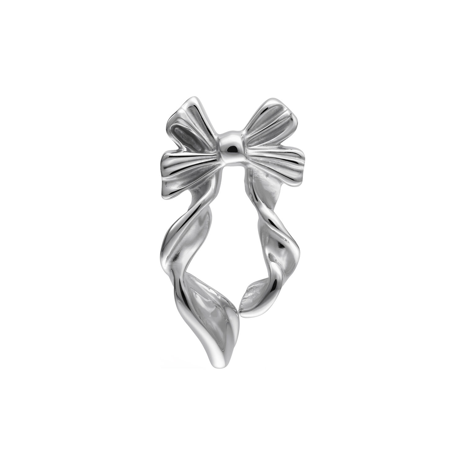 Embout en titane argenté pour piercings Embout métallique argenté en forme de nœud en titane sur fond blanc