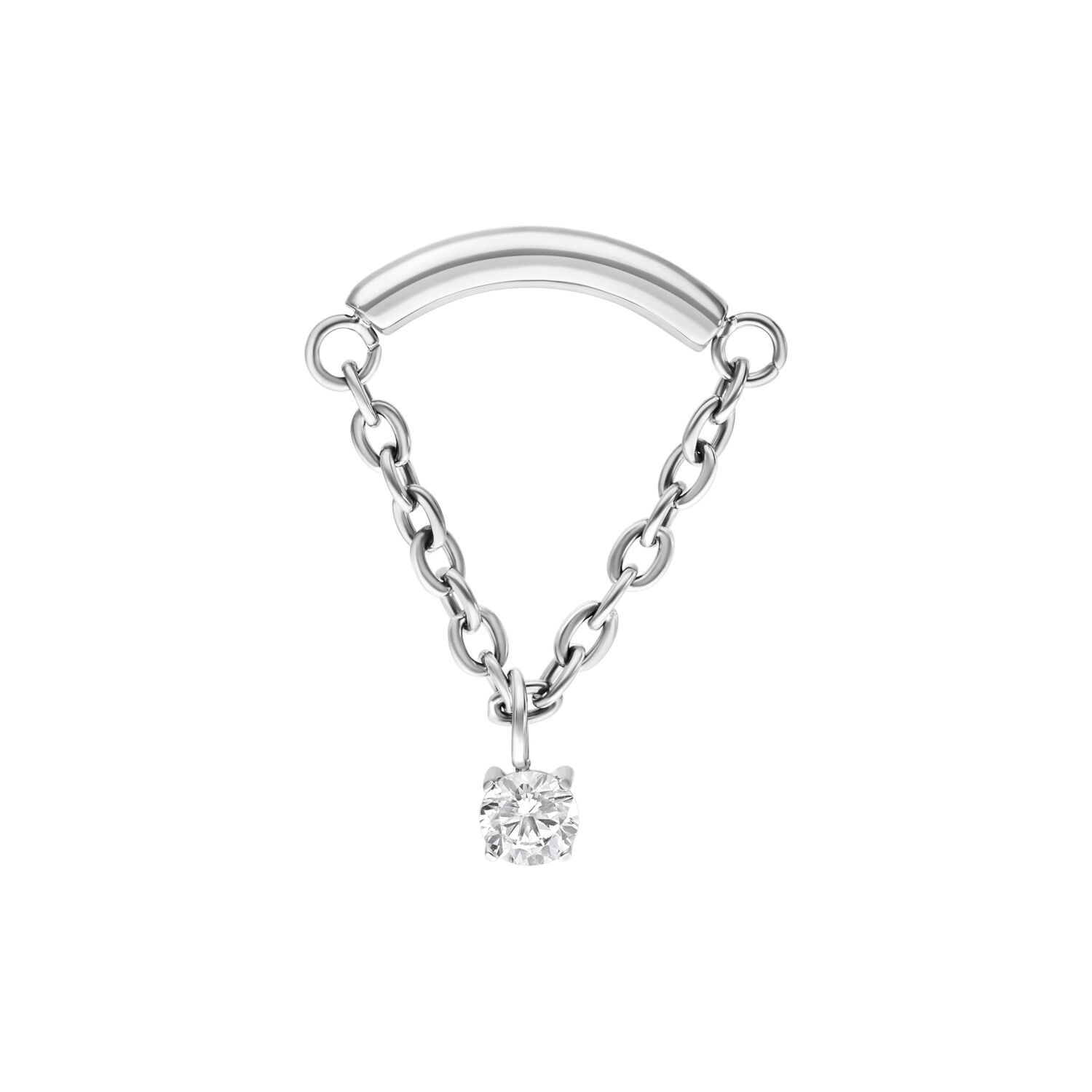 Embout Helix Push Fit en Cristal Argenté Embout Helix argenté avec design en chaîne et pendentif en cristal