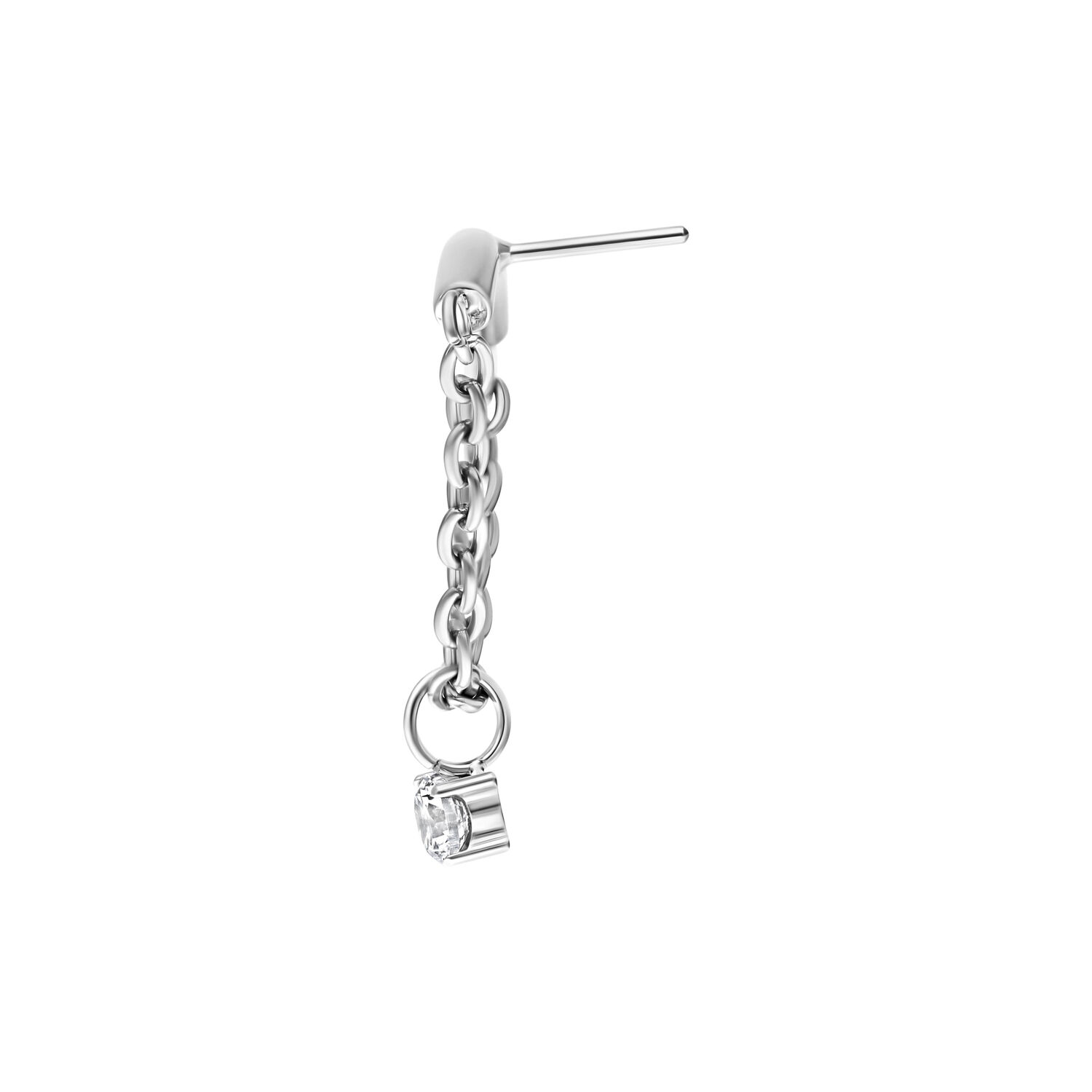Embout Helix argenté avec cristal clair Embout Helix Push Fit argenté avec cristal clair et structure en chaîne