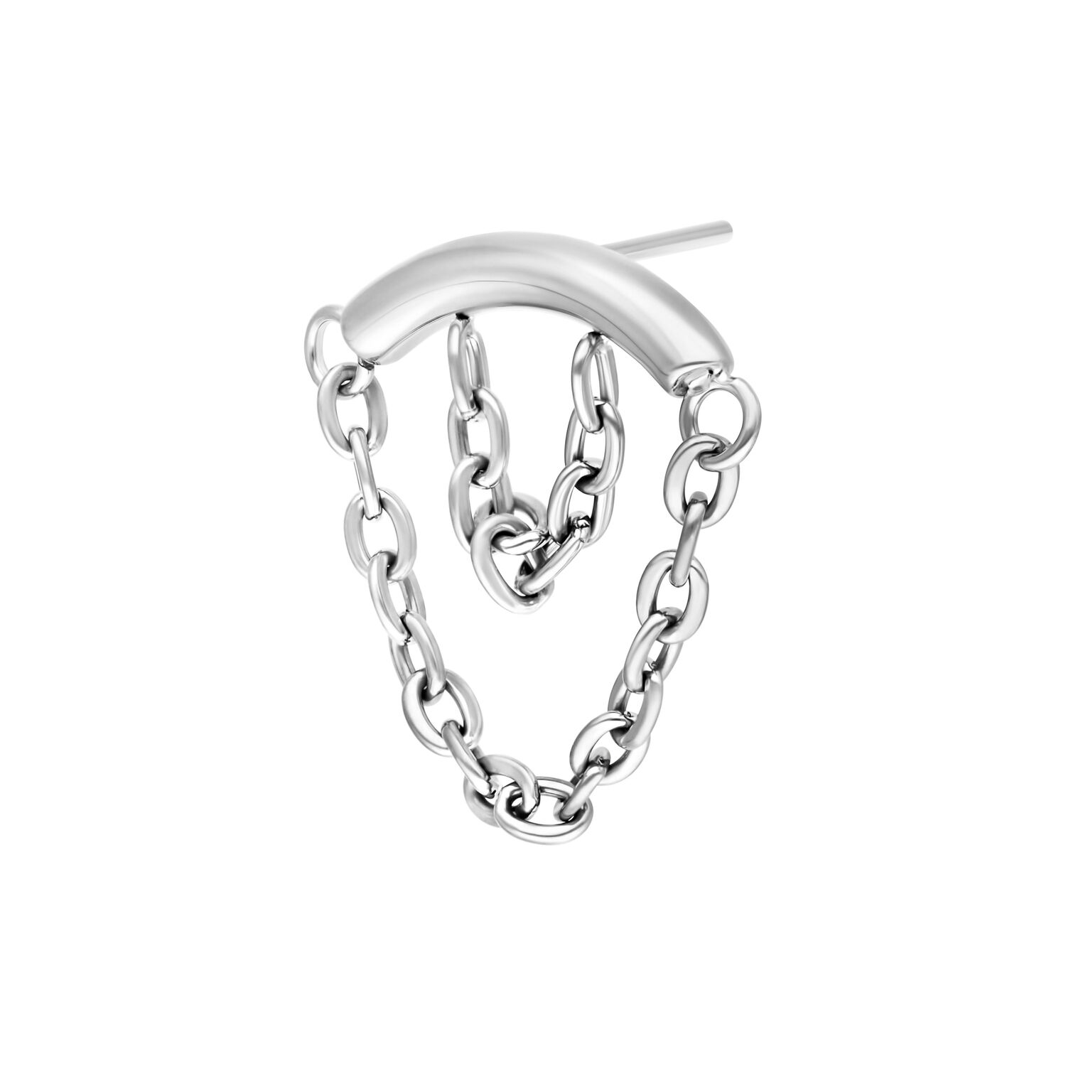 Embout Helix Push Fit argenté avec double chaîne Embout Helix argenté avec chaîne double sur fond blanc