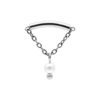 Embout Helix argenté avec perle Embout Helix Push Fit argenté avec chaîne et perle sur fond blanc